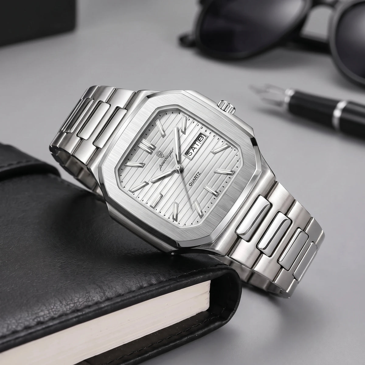 SQUARE STEEL WATCH White