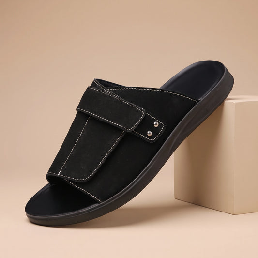 WIDE STRAP SLIDES Black