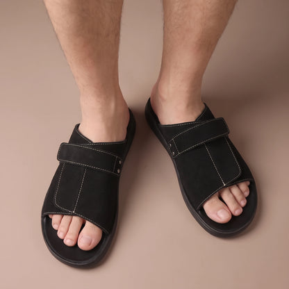 WIDE STRAP SLIDES worn
