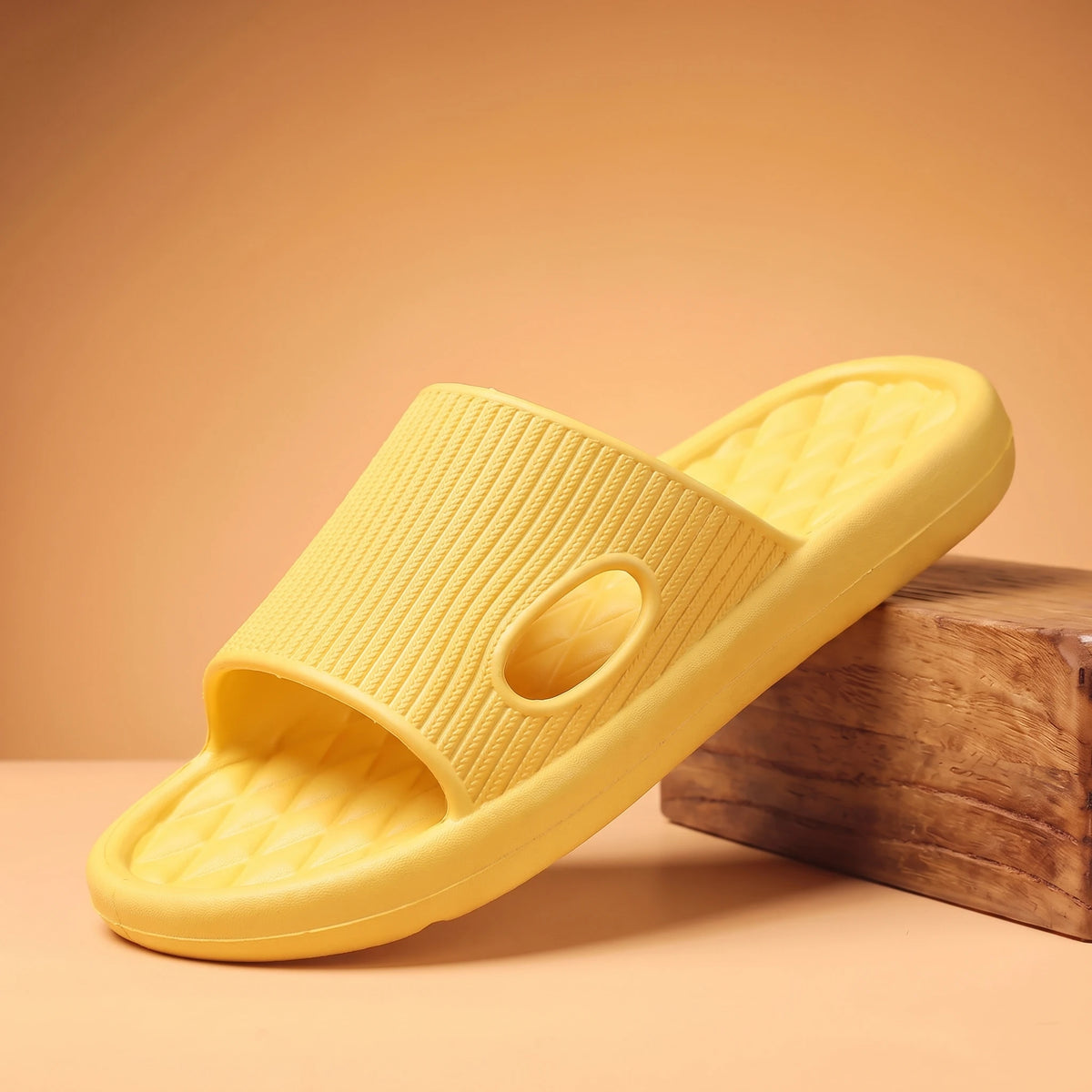 RIBBED COMFORT SLIDES Yellow